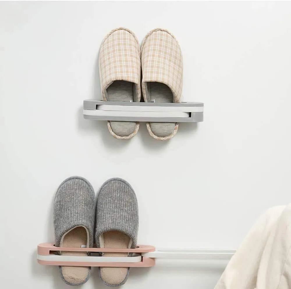 1 Pc - Multifunction Folding Slippers/Shoes Hanger Organizer Rack - H01344