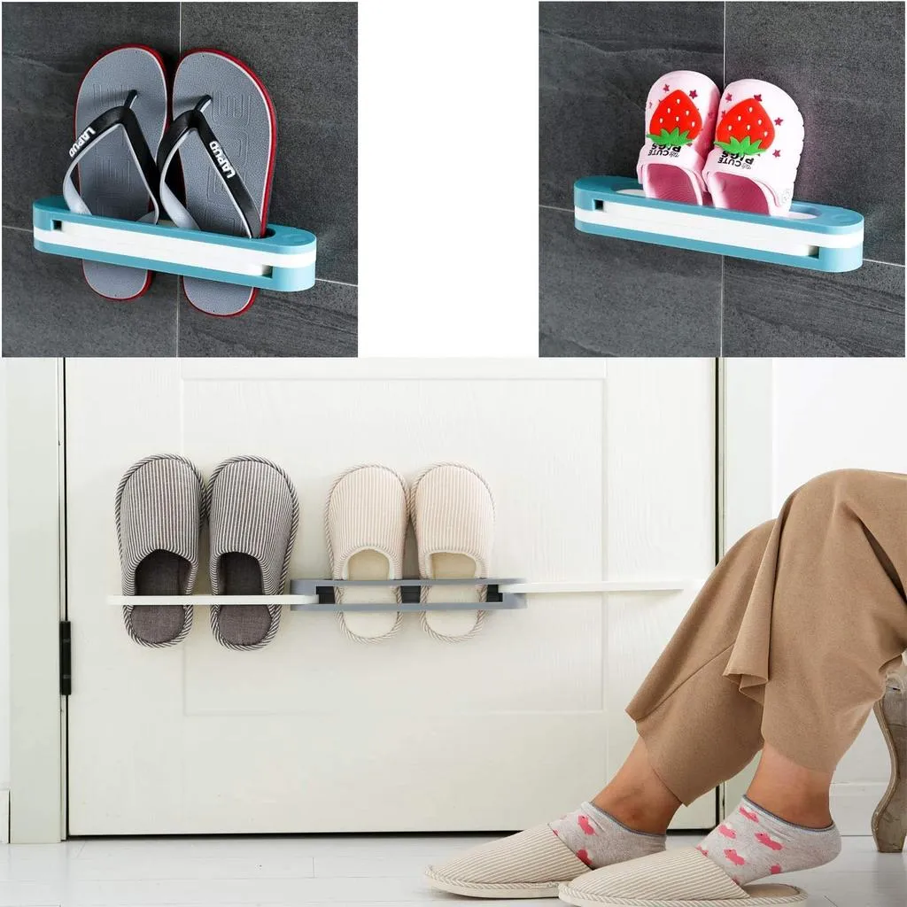 1 Pc - Multifunction Folding Slippers/Shoes Hanger Organizer Rack - H01344