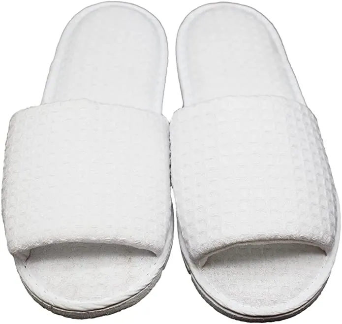 14 / 70 Pairs Hotel Guest White Open Toe Spa Slippers (2 Sizes - US 12 and US 13)