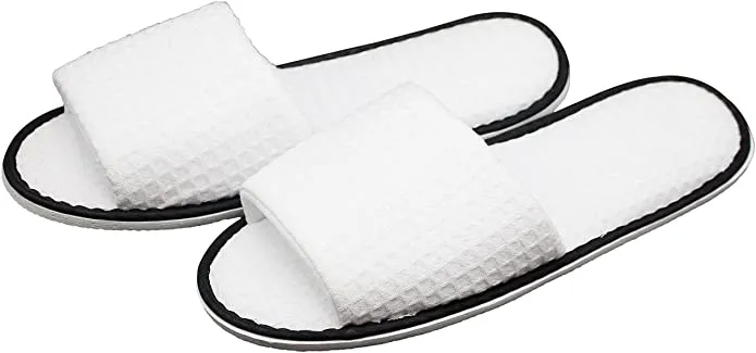 14 / 70 Pairs Hotel Guest White Open Toe Spa Slippers (2 Sizes - US 12 and US 13)
