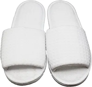 14 / 70 Pairs Hotel Guest White Open Toe Spa Slippers (2 Sizes - US 12 and US 13)