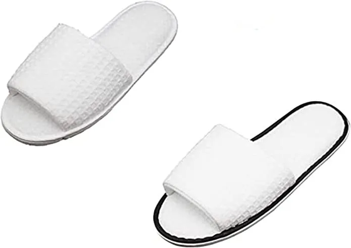 14 / 70 Pairs Hotel Guest White Open Toe Spa Slippers (2 Sizes - US 12 and US 13)