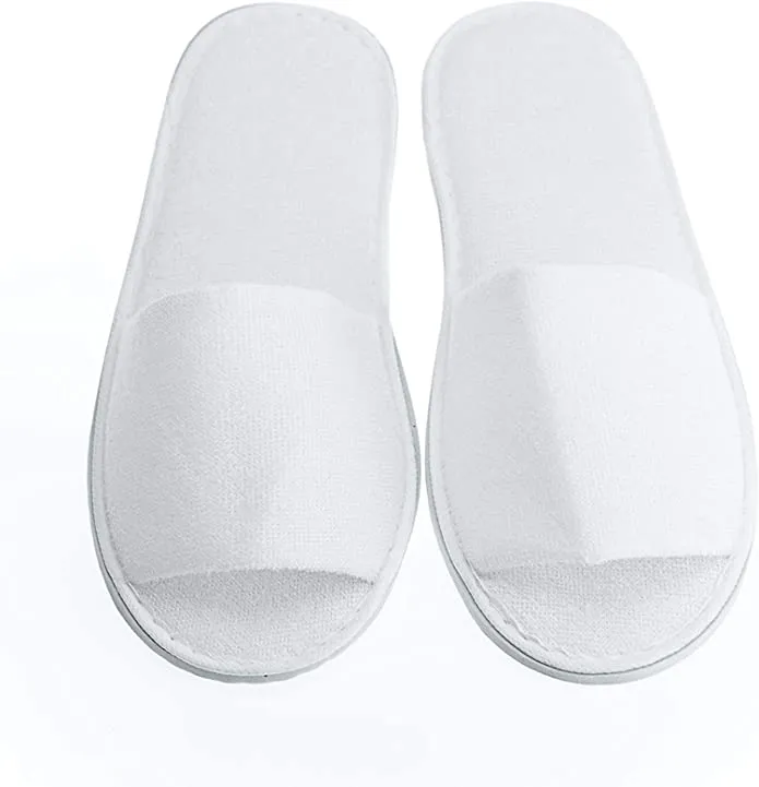 20 / 100 Pairs Hotel Guest White Open Toe Spa Slippers for Women and Men (US 10)