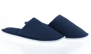 5 / 50 Pairs Disposable Hotel Guest Slippers (Navy Blue and White - US 10 and US 8)