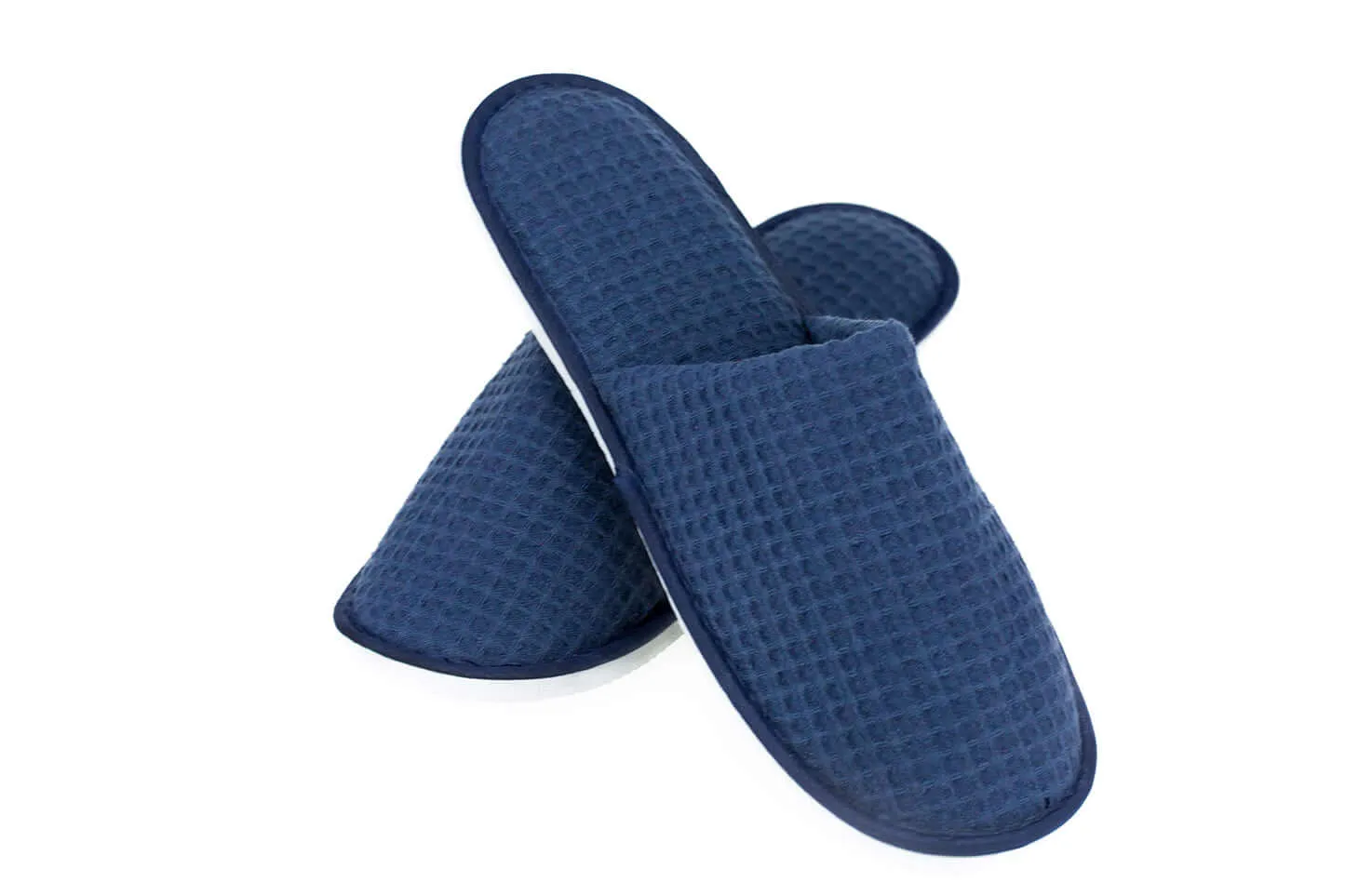 5 / 50 Pairs Disposable Hotel Guest Slippers (Navy Blue and White - US 10 and US 8)