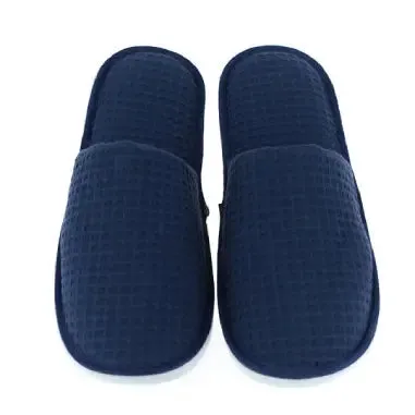 5 / 50 Pairs Disposable Hotel Guest Slippers (Navy Blue and White - US 10 and US 8)