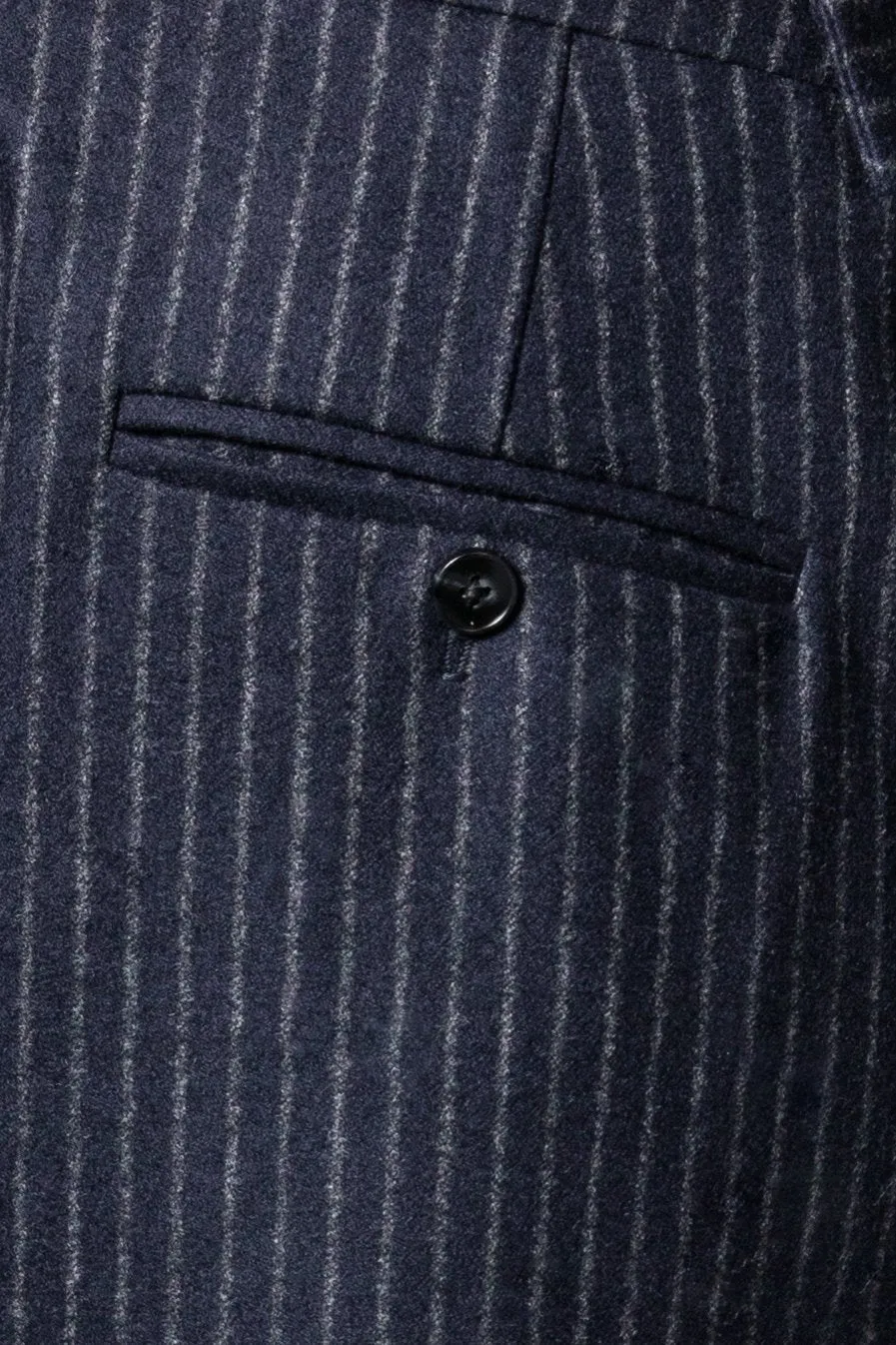 Adjustable Pinstriped Navy Trousers in Wool