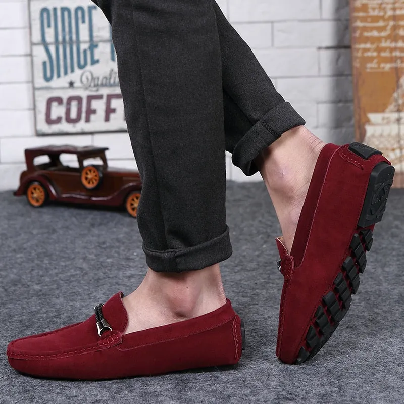 Advbridge Men Casual Shoes Fashion Suede Shoes Men Handmade Genuine Leather Mens Loafers Moccasins Slip on Flats Lightweight Leisure Walk