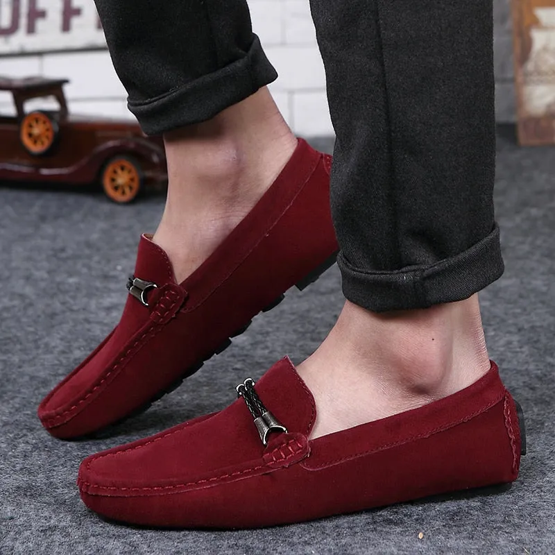 Advbridge Men Casual Shoes Fashion Suede Shoes Men Handmade Genuine Leather Mens Loafers Moccasins Slip on Flats Lightweight Leisure Walk