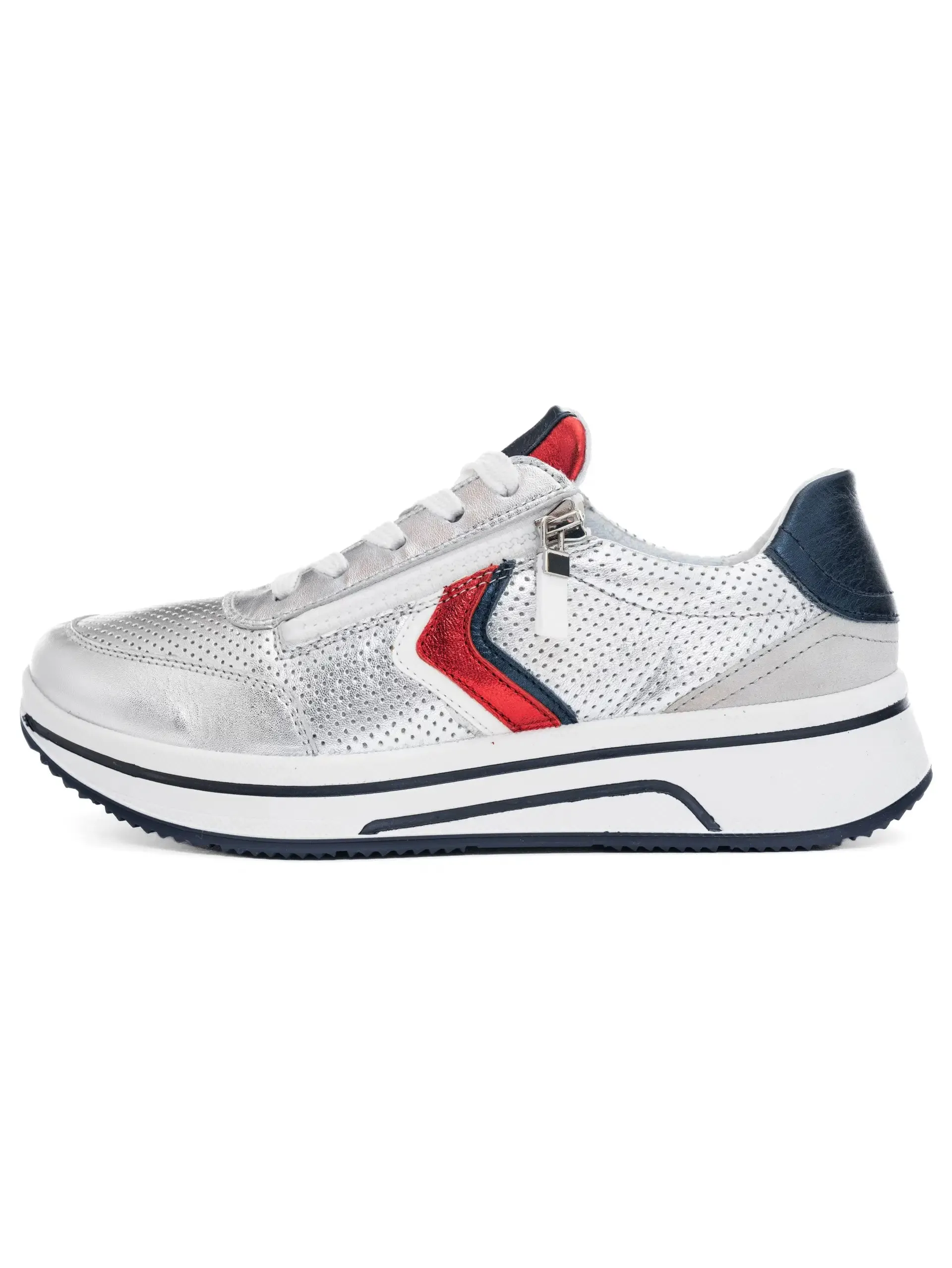 Ara - 12-27550 Silver & Navy Trainer [H Fit]