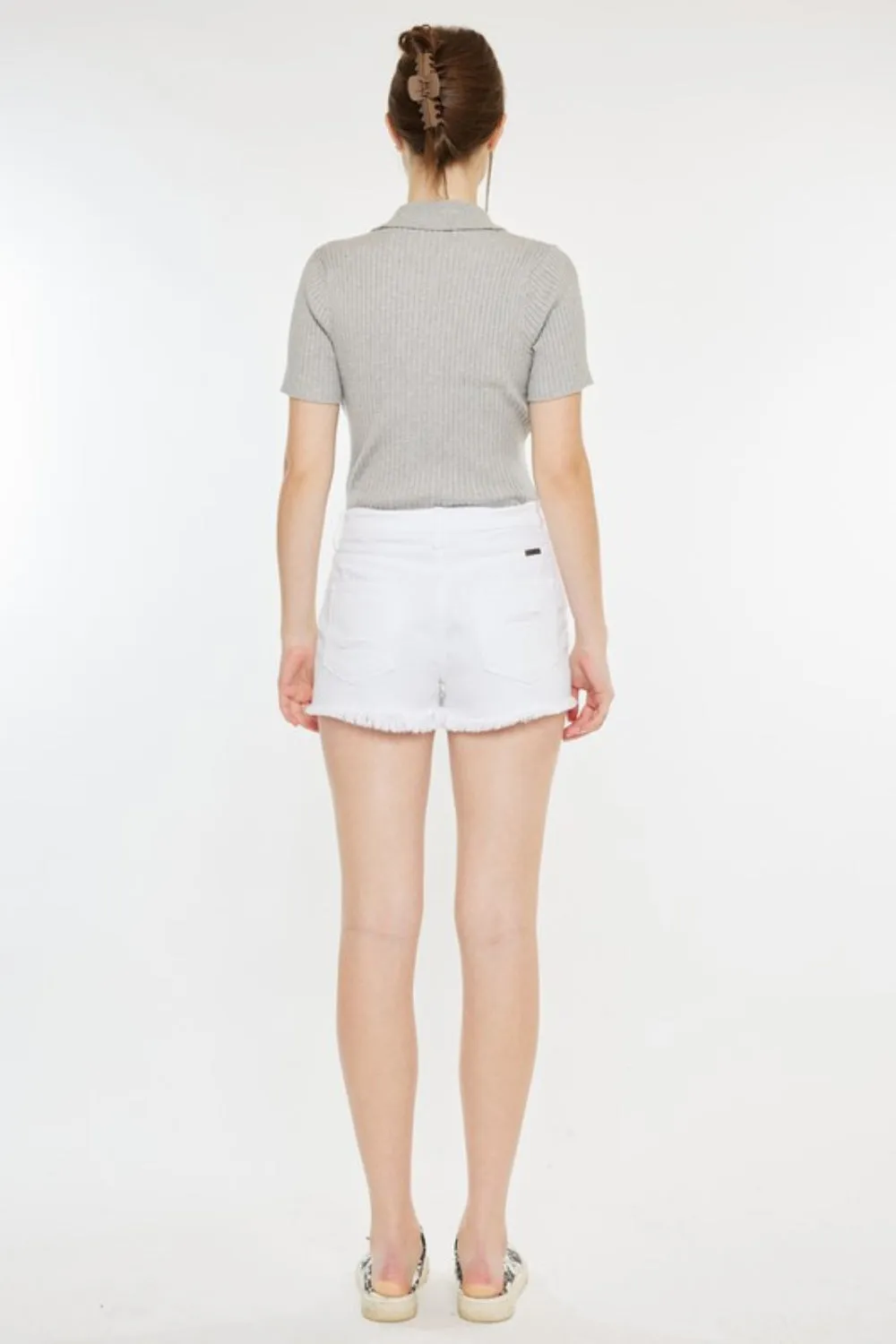 Aubree Raw Hem Distressed Denim Shorts | Kancan