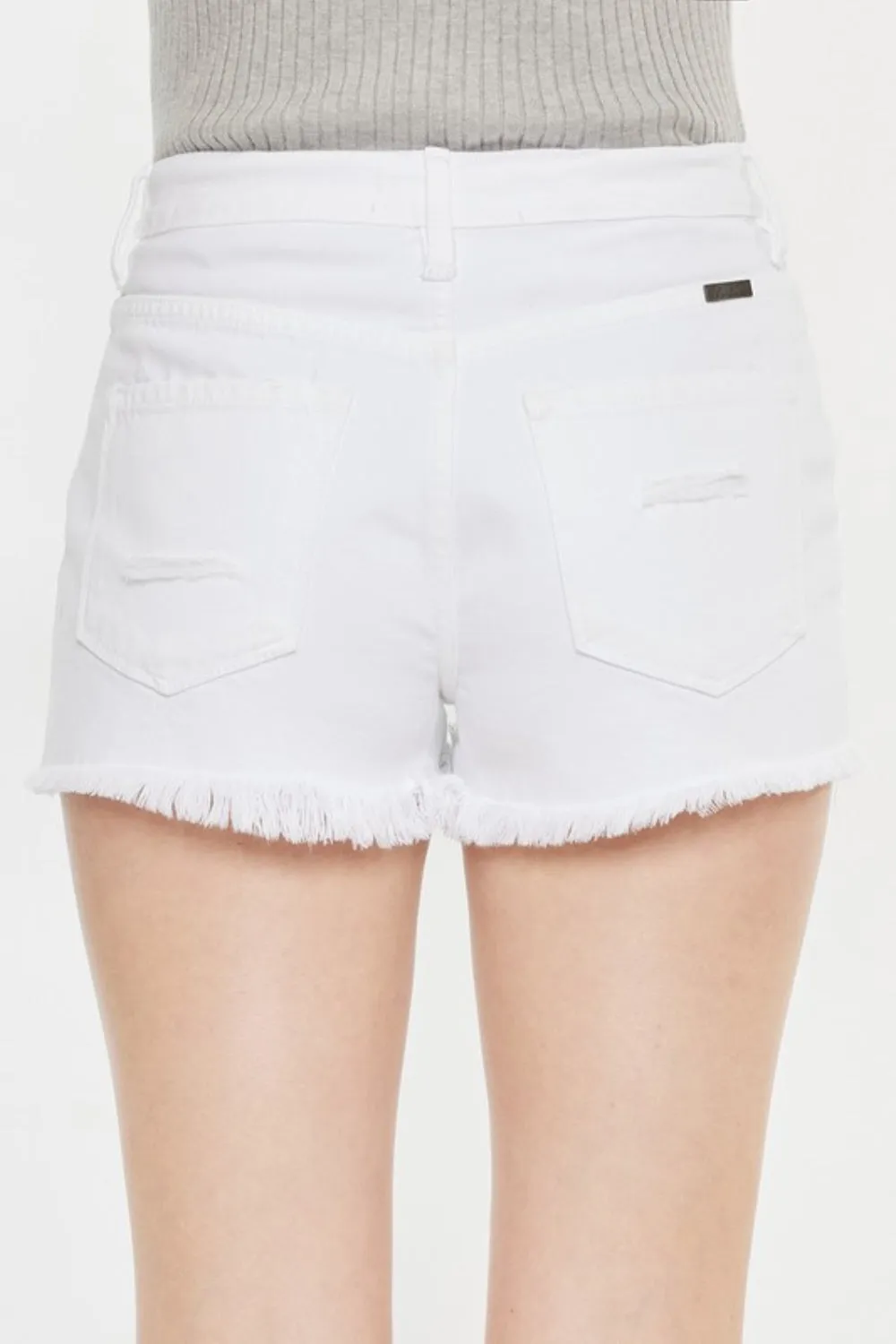 Aubree Raw Hem Distressed Denim Shorts | Kancan