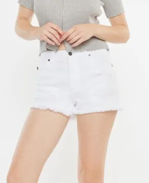 Aubree Raw Hem Distressed Denim Shorts | Kancan