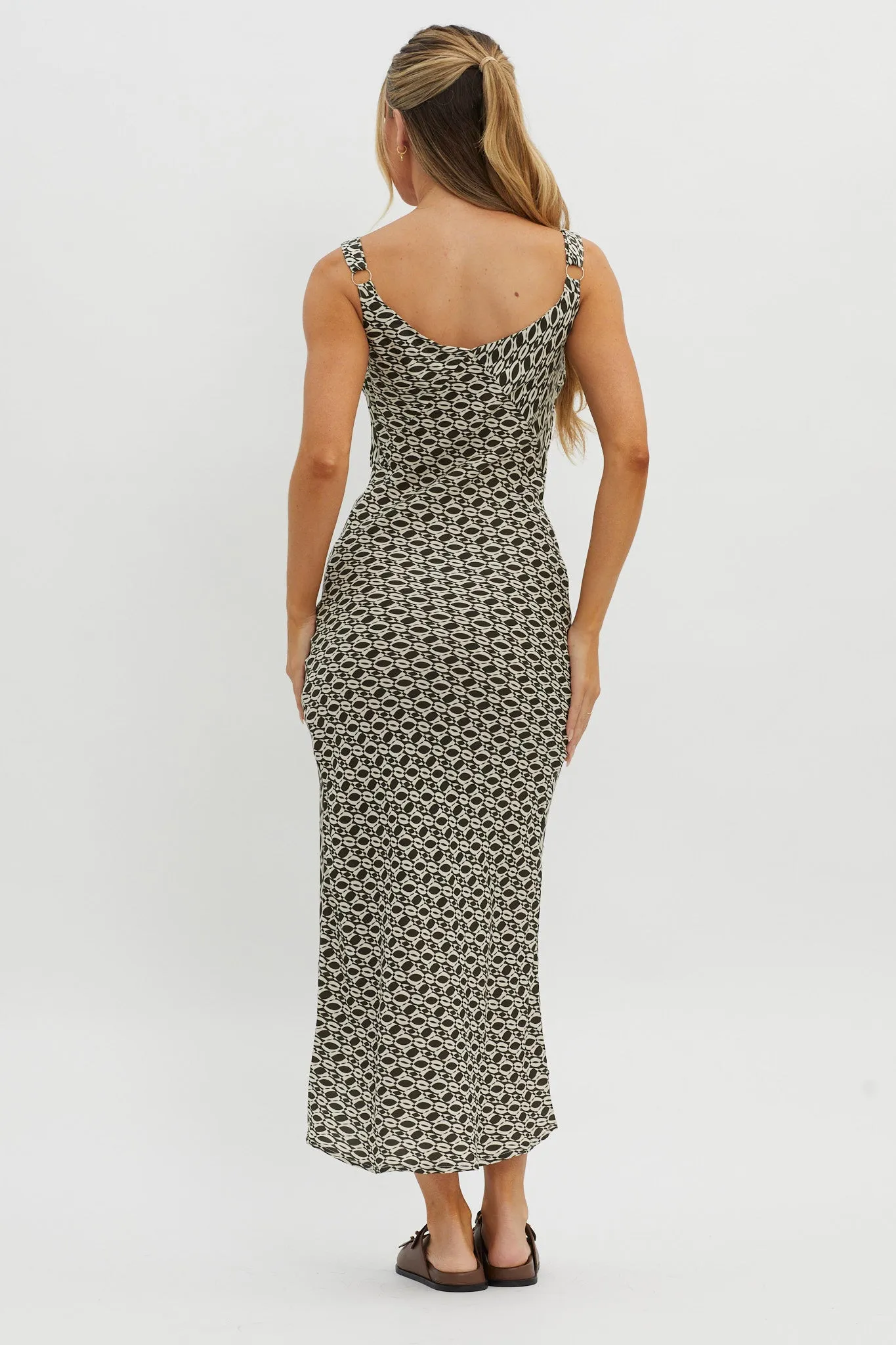 Avenue Thick Strap Midi Dress Print Solna