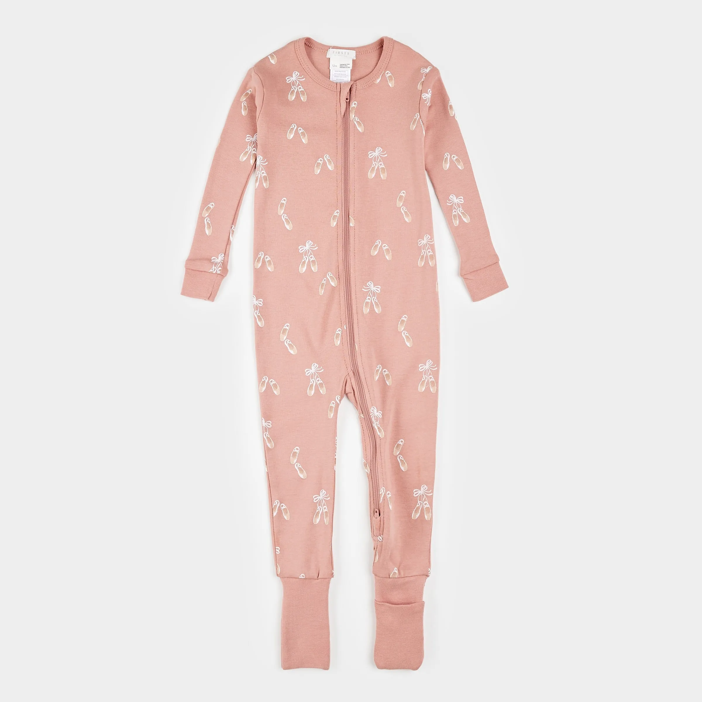 Ballet Slippers on Dove Pink 12m-18m-24m Convertible Sleeper