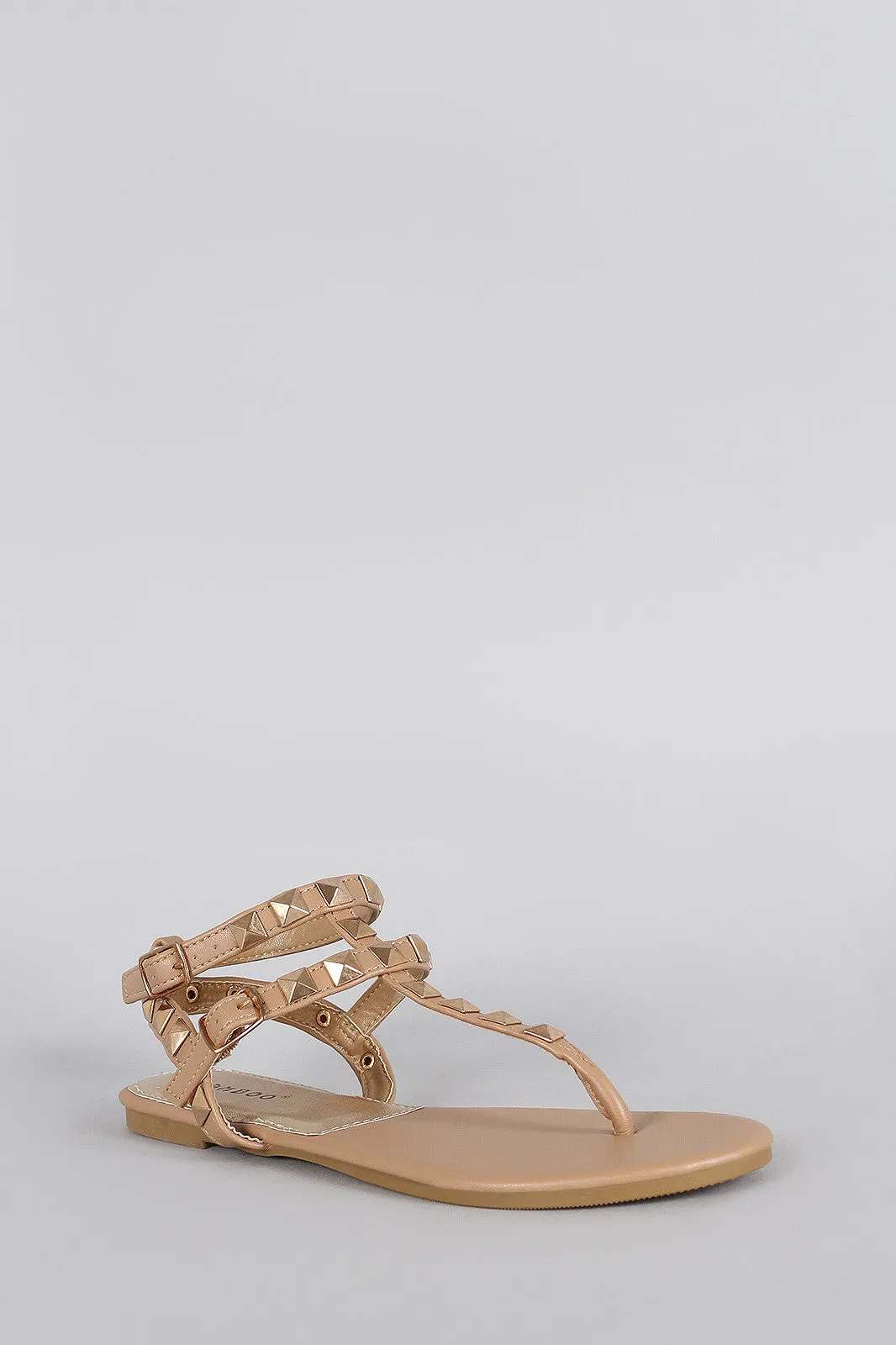 Bamboo Studded T-Strap Sandal