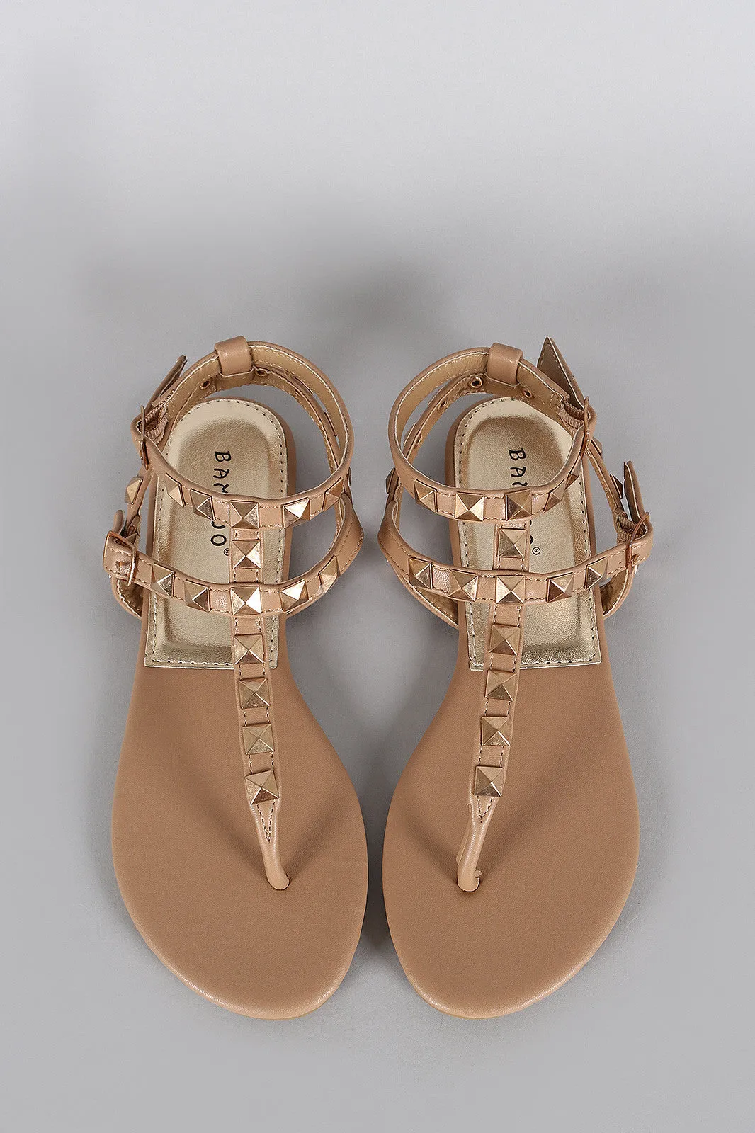 Bamboo Studded T-Strap Sandal