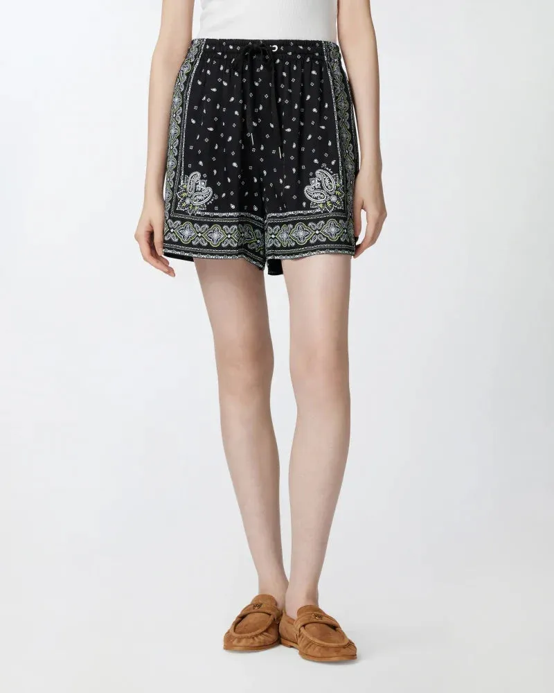 Bandana-print shorts - black