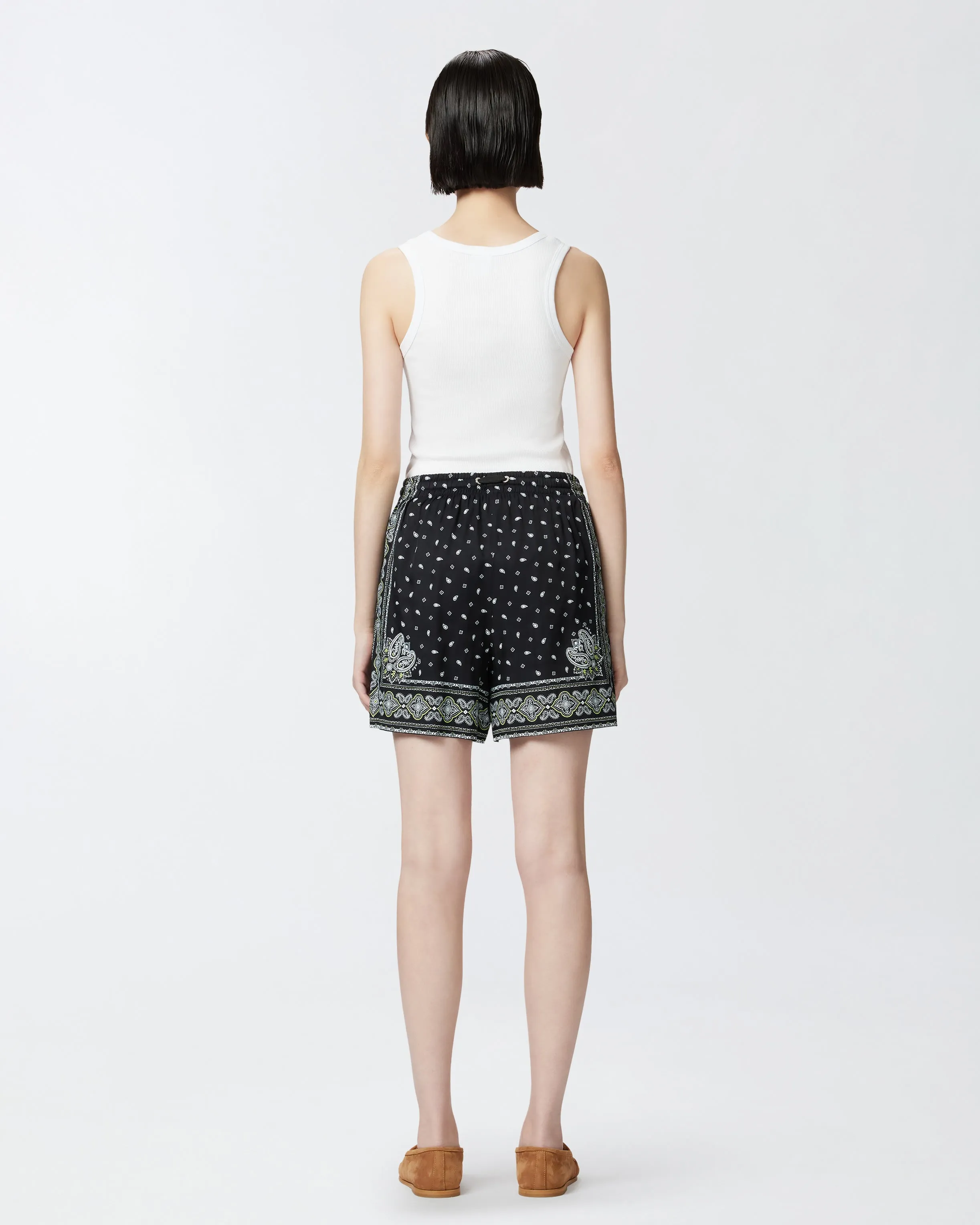 Bandana-print shorts - black