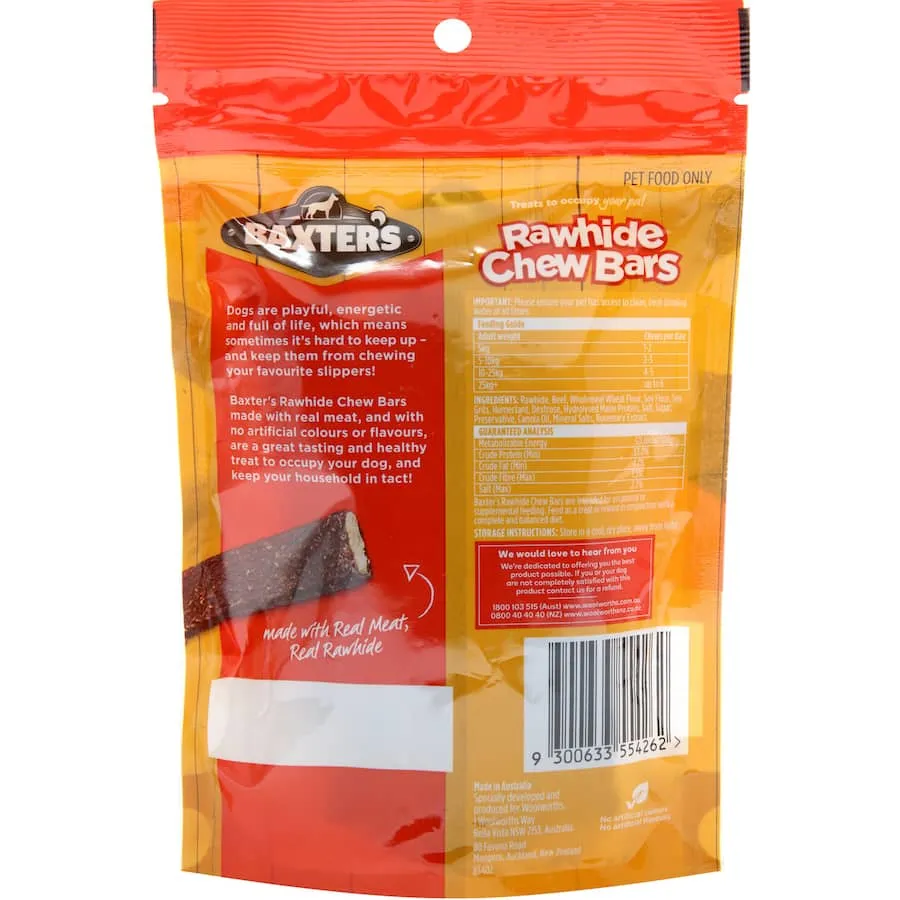 Baxters Dog Treats Beef Rawhide Chew Bars