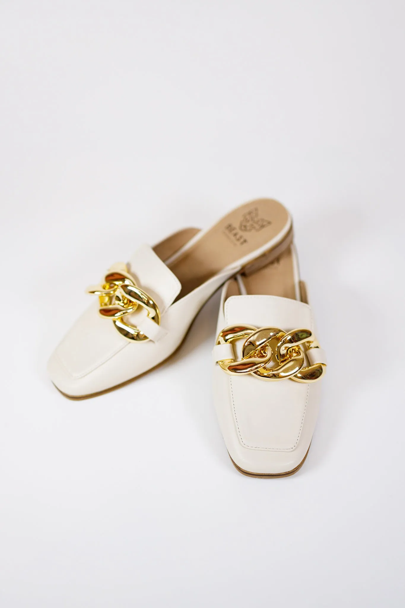 Beige Chain Mules