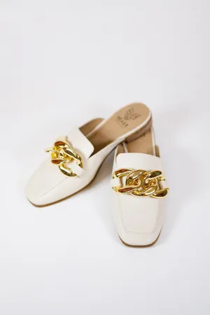 Beige Chain Mules