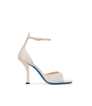 Beige moiré fabric sandals