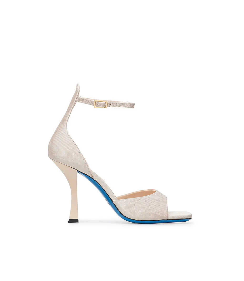 Beige moiré fabric sandals