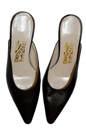 Black Leather Ferragamo Mules Unworn size 6c