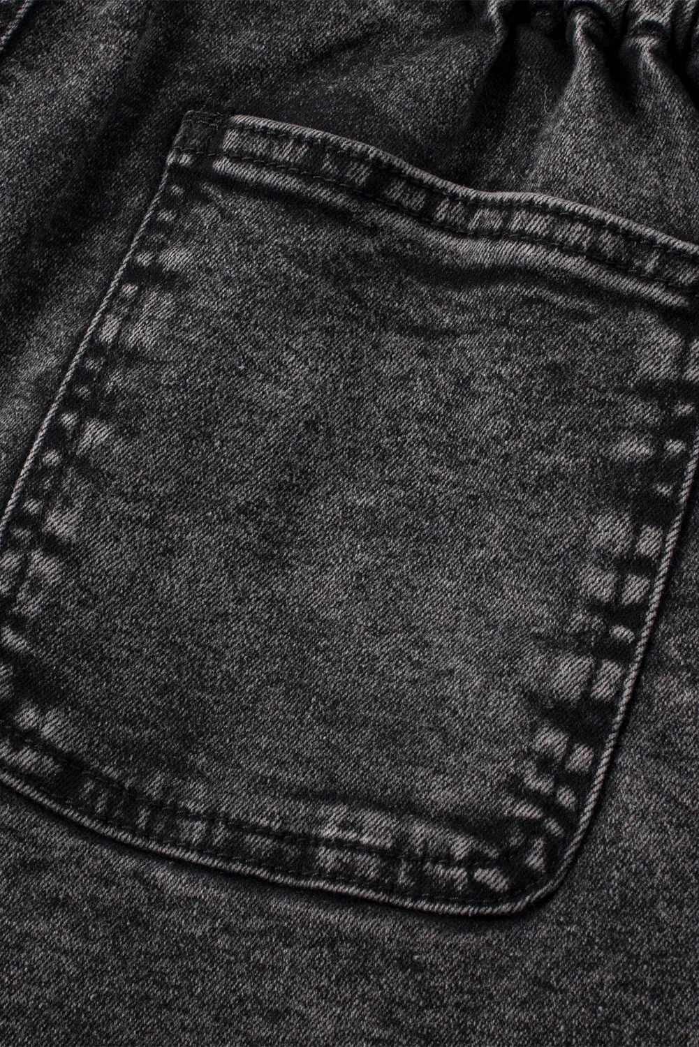 Black Vintage Washed Frilled High Waist Denim Shorts