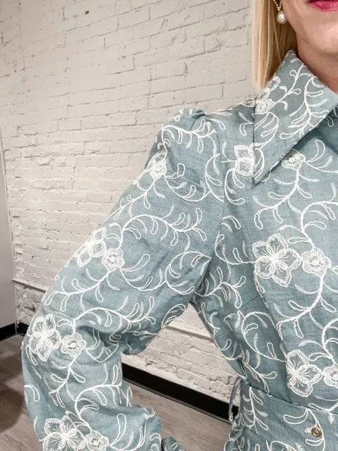 Blue Jean Embroidered Dress