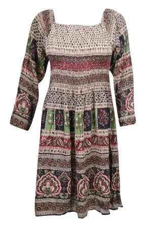 Bohemian Dresses oFF Shoulder Printed Fit Flare ML