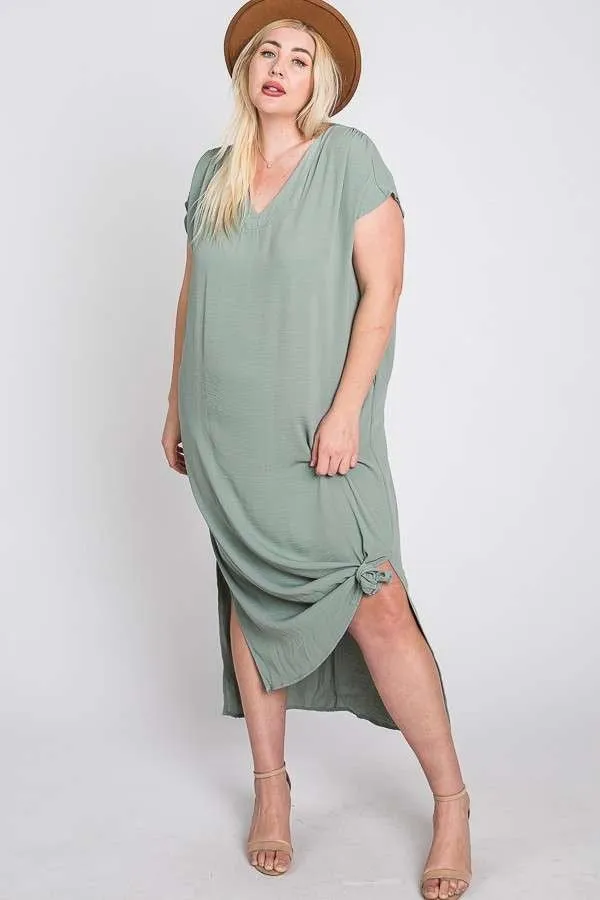 Boxy Maxi With Side Slit Green