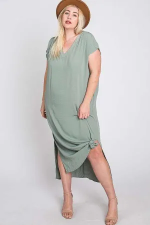 Boxy Maxi With Side Slit Green