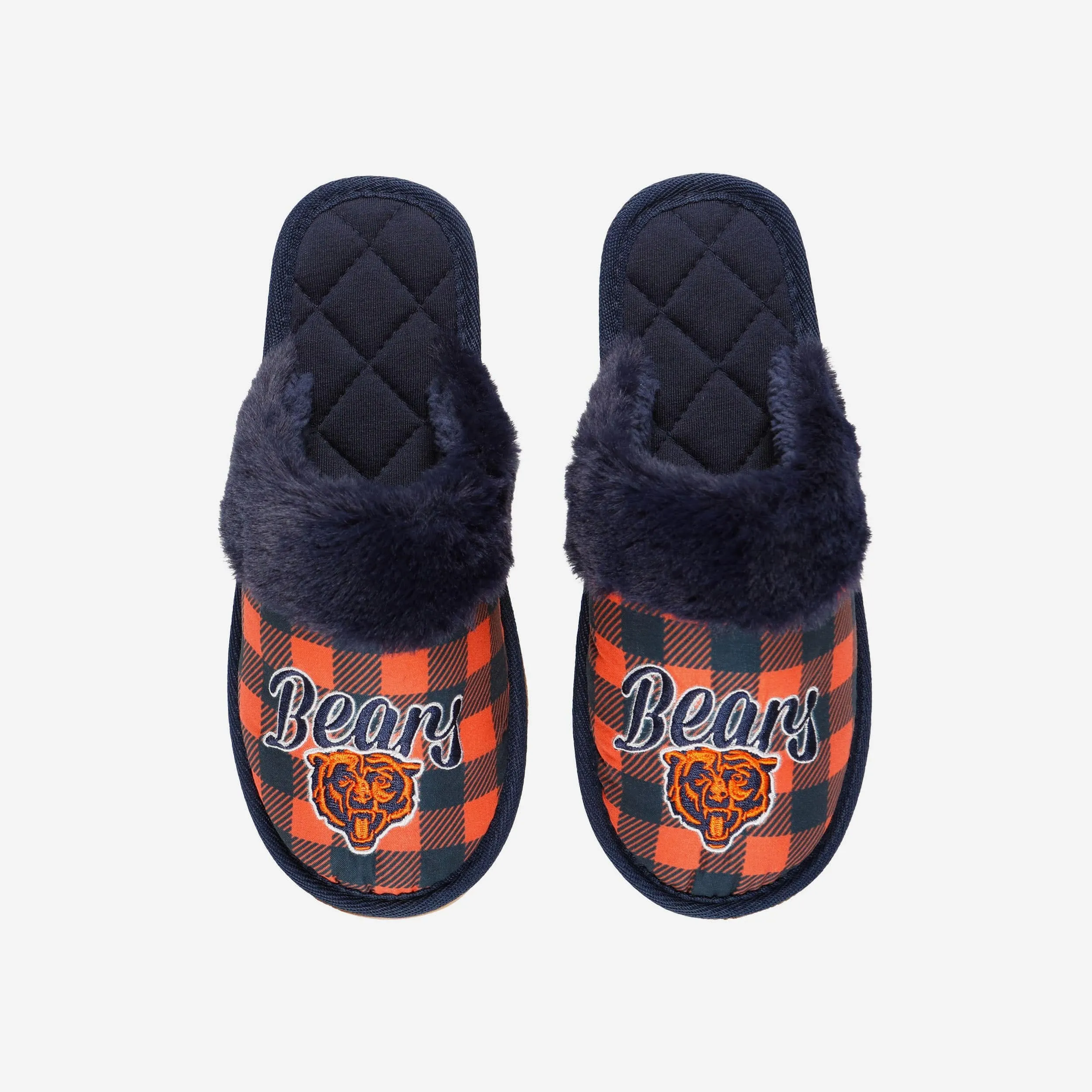 Chicago Bears Womens Plaid Sherpa Mule Slipper