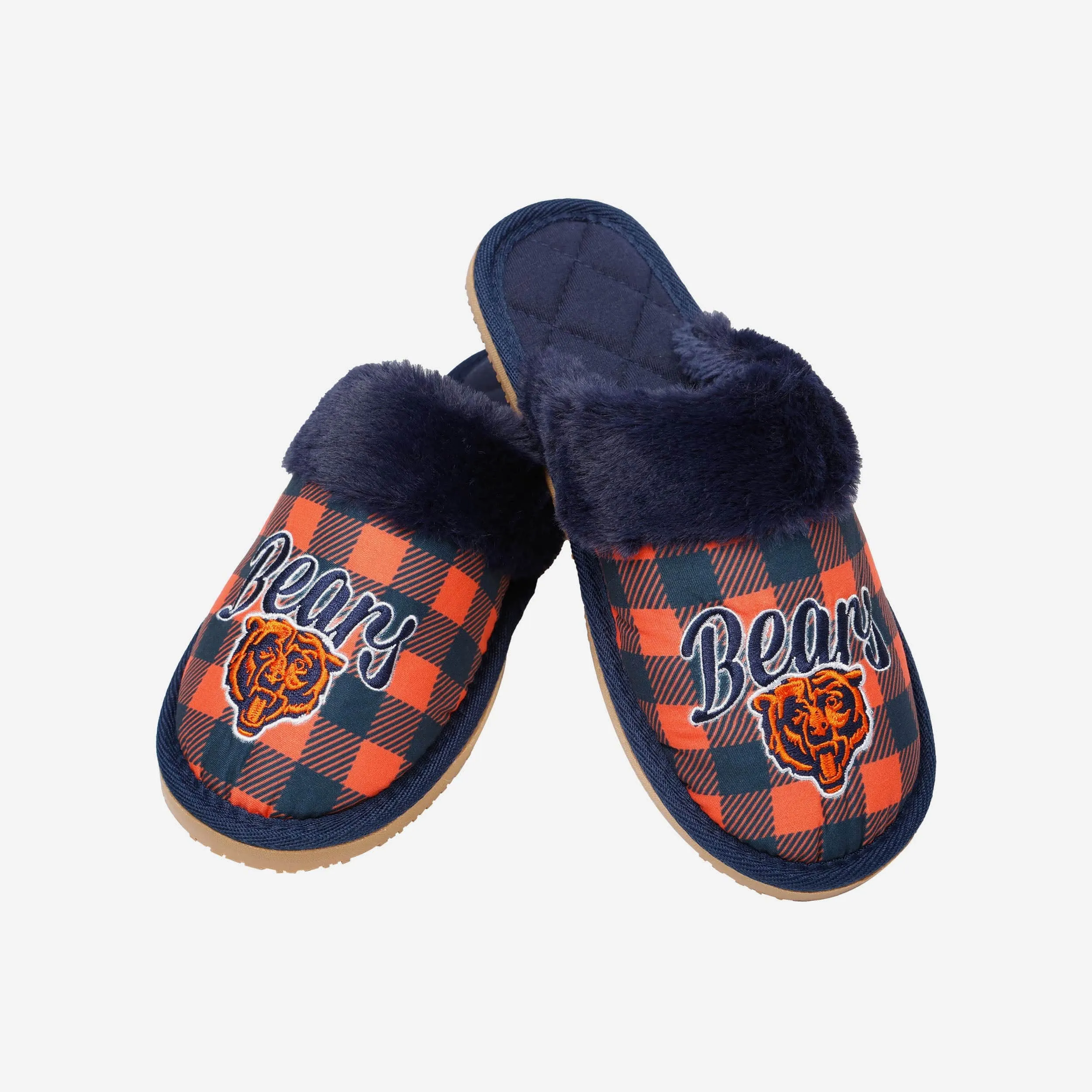 Chicago Bears Womens Plaid Sherpa Mule Slipper