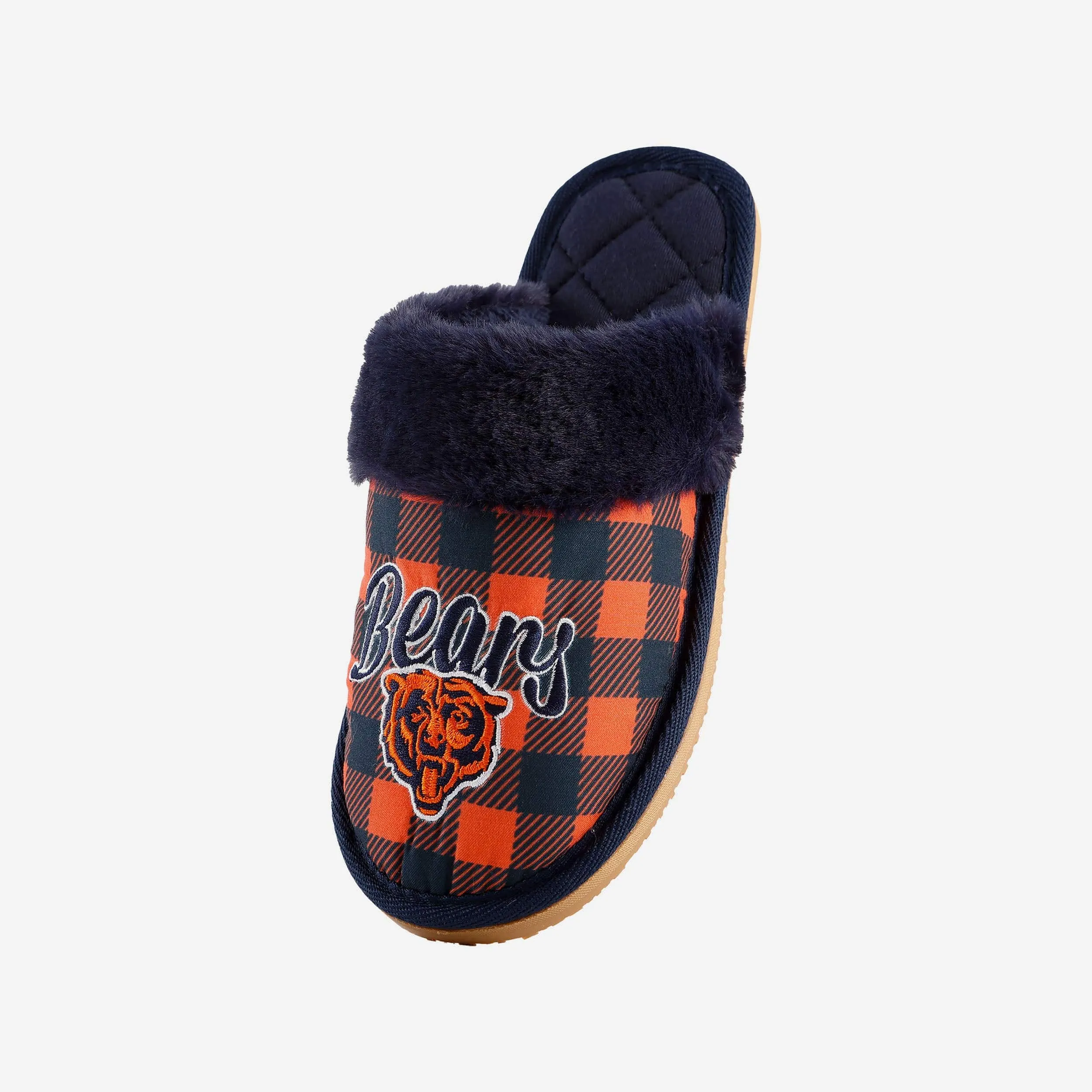 Chicago Bears Womens Plaid Sherpa Mule Slipper