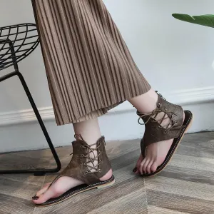 Chicvane Summer Flip Flops Beach Gladiator Shoes Strappy Flat Sandals