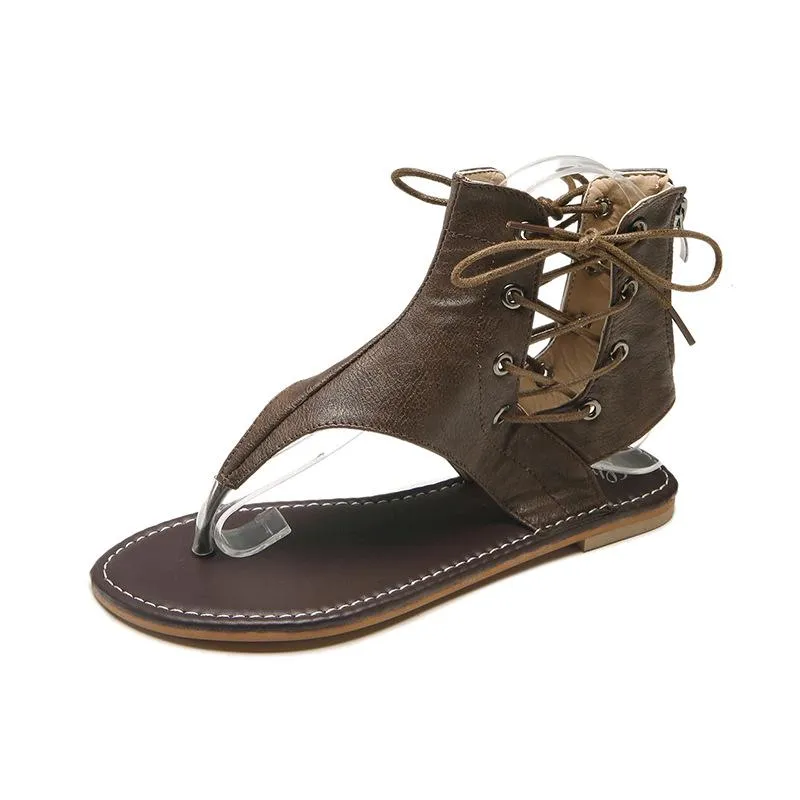 Chicvane Summer Flip Flops Beach Gladiator Shoes Strappy Flat Sandals