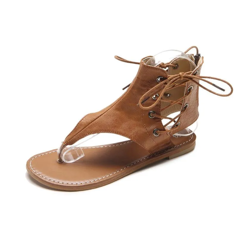 Chicvane Summer Flip Flops Beach Gladiator Shoes Strappy Flat Sandals