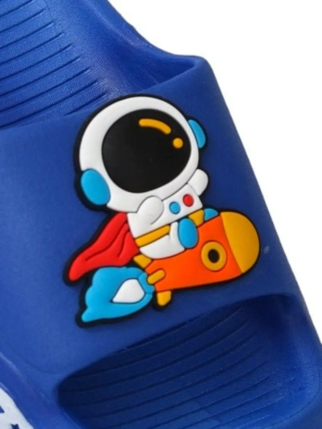 Children's Blue Sliders with Space Explorer Cartoon Motif, Blue