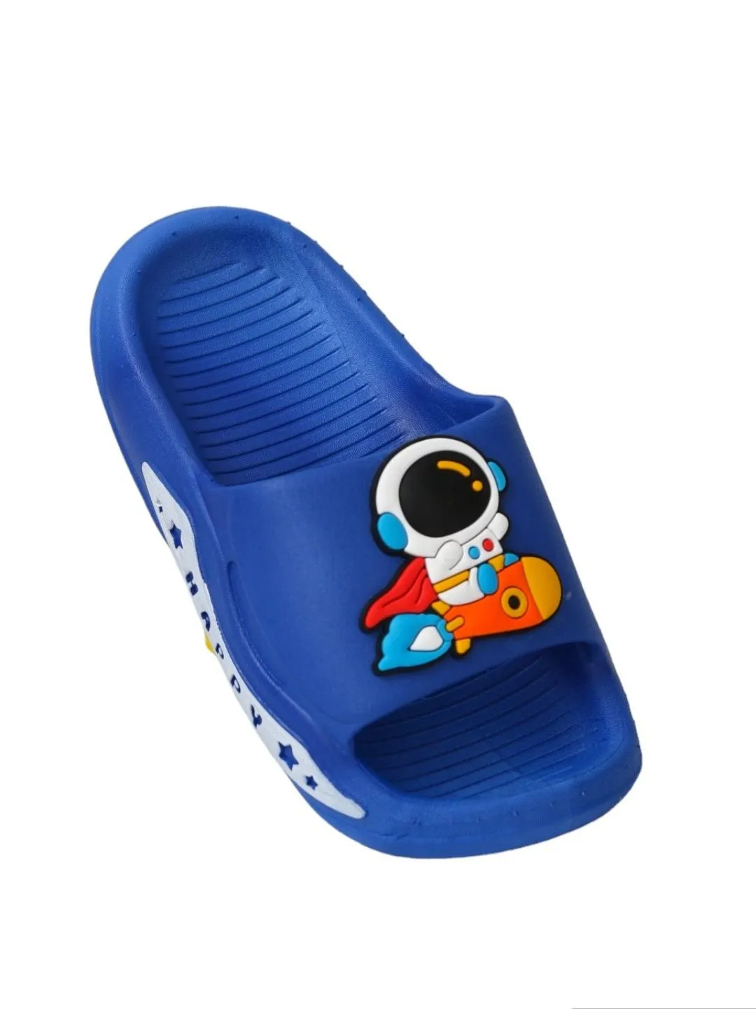 Children's Blue Sliders with Space Explorer Cartoon Motif, Blue