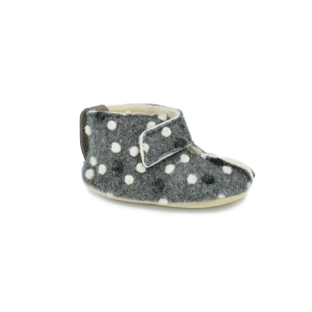 Children's Natural Felt Wool-Lined Slippers with Velcro