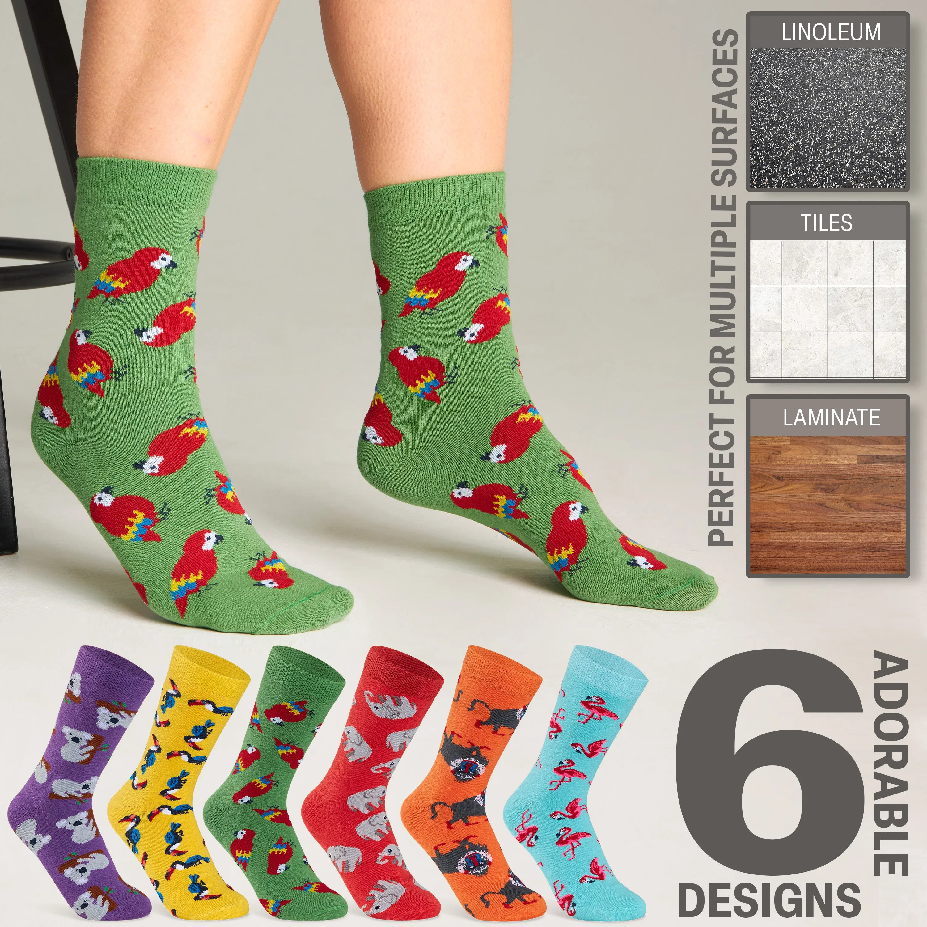CityComfort Calf Socks for Women and Teenagers - Multi Animal - Pack of 6
