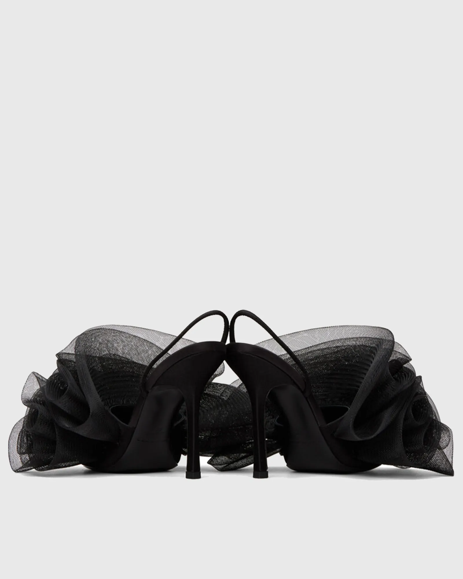 Clio Mesh Flower Slingback Sandals In Black