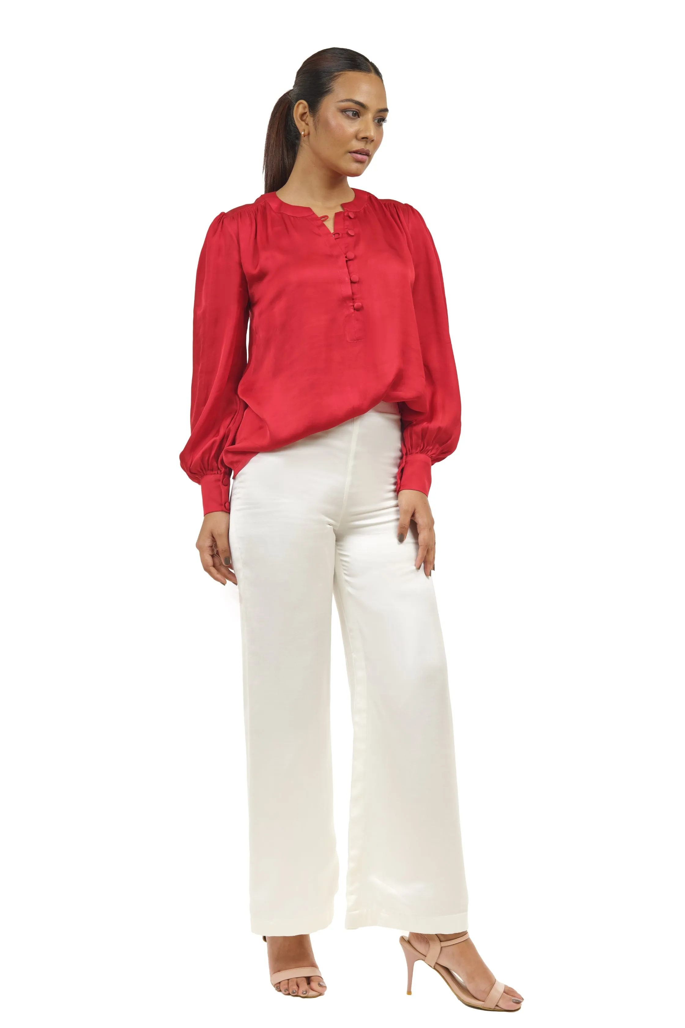 Crimson Red Co-ord Set with Pants – Trendy Summer Look