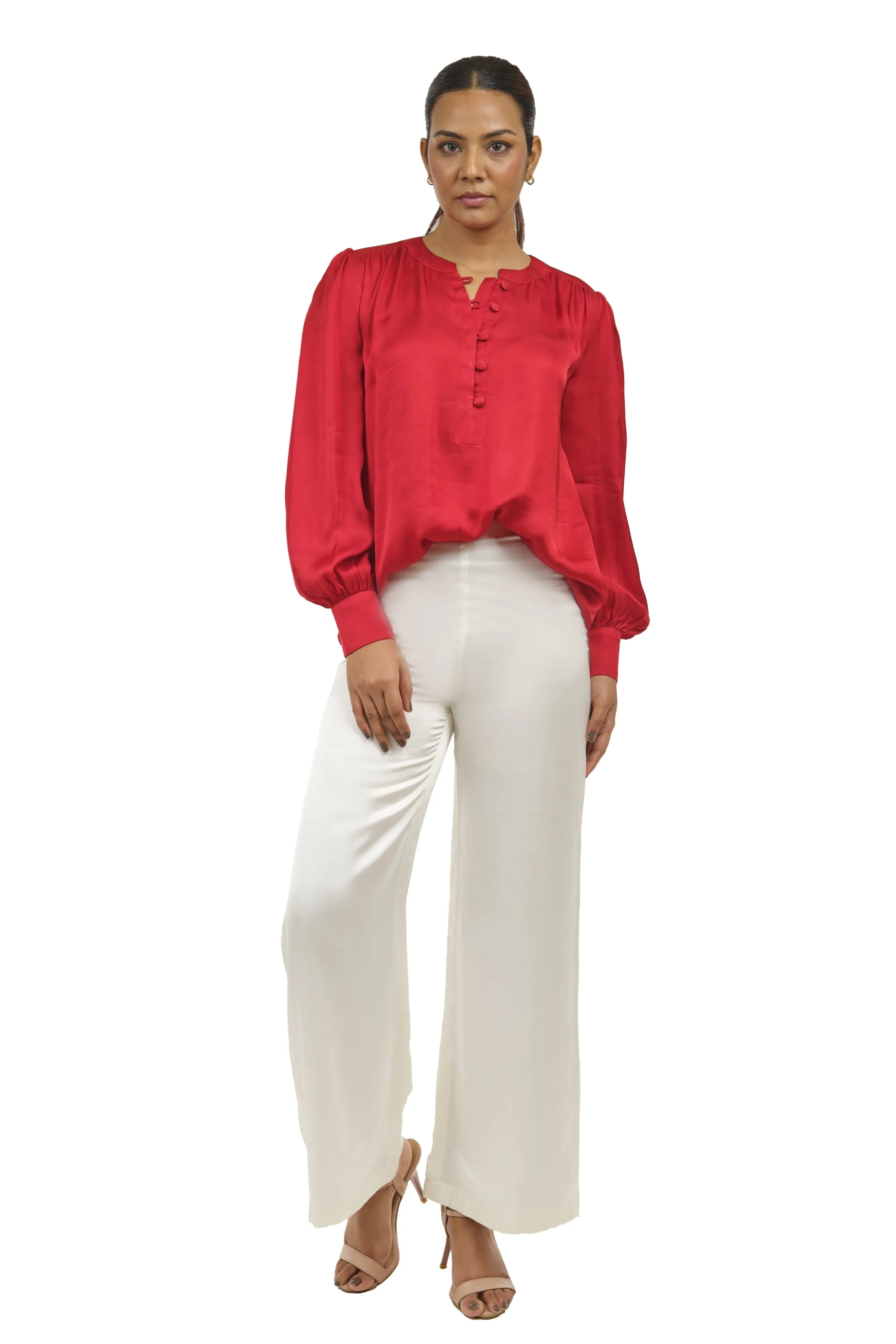 Crimson Red Co-ord Set with Pants – Trendy Summer Look