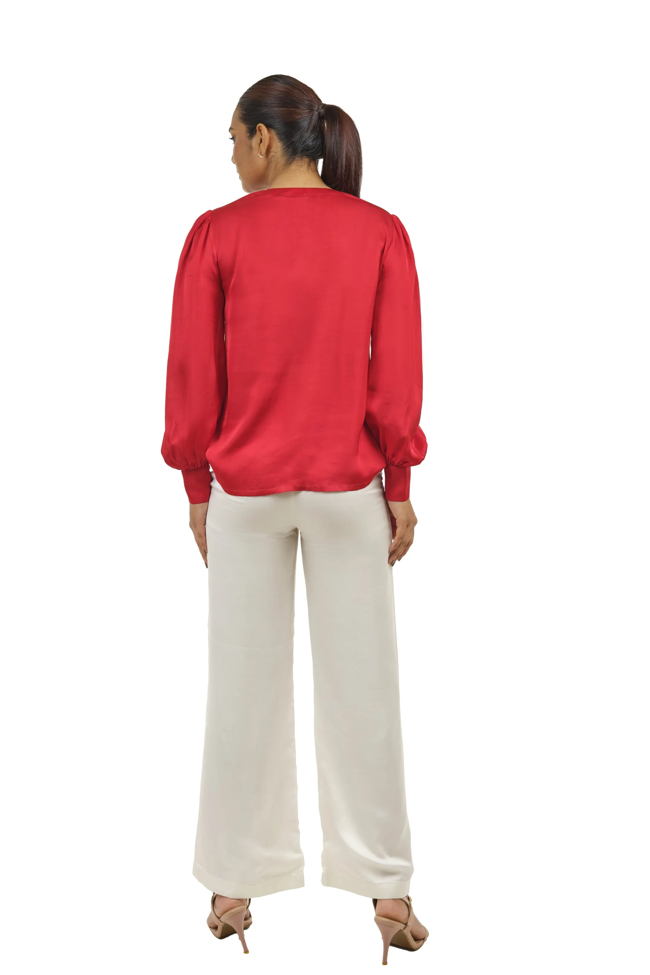 Crimson Red Co-ord Set with Pants – Trendy Summer Look