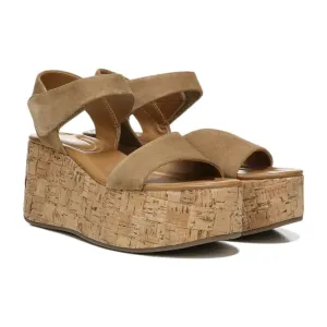 Demi 2 Toasted Barley Suede Franco Sarto Platform Wedge Sandals