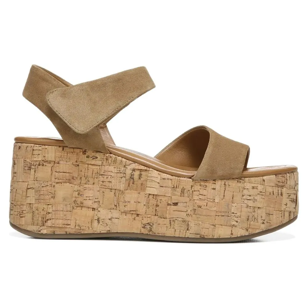 Demi 2 Toasted Barley Suede Franco Sarto Platform Wedge Sandals
